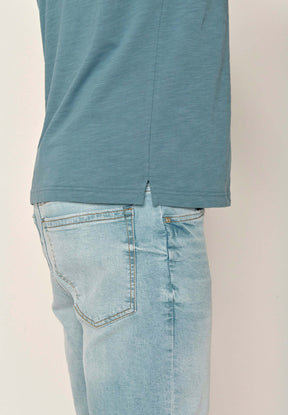 Blau:  Lässiges T-Shirt aus Bio-Baumwoll Mix für Herren [17598]