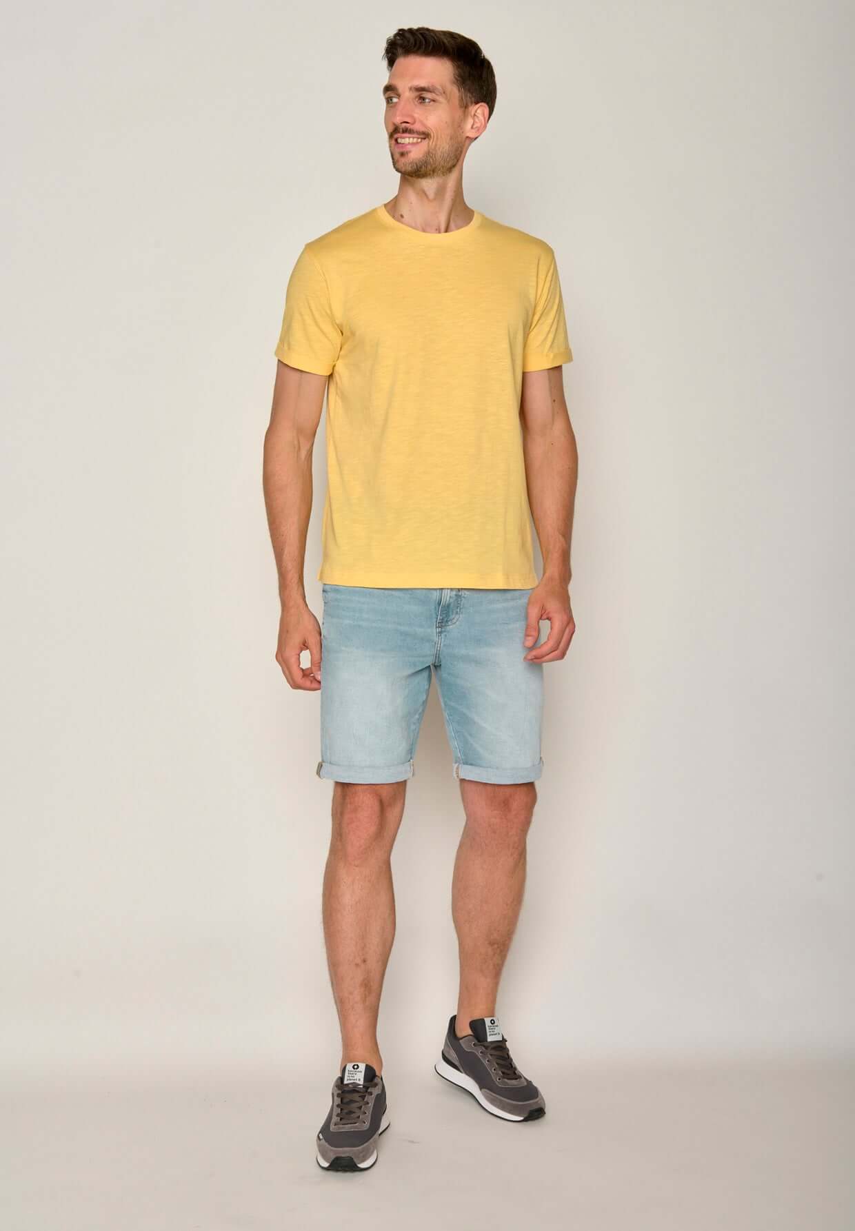 Gelb:  Lässiges T-Shirt aus Bio-Baumwoll Mix für Herren [17602]