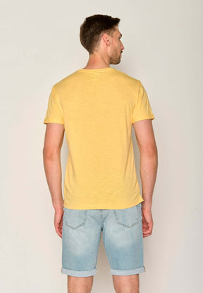 Gelb:  Lässiges T-Shirt aus Bio-Baumwoll Mix für Herren [17604]