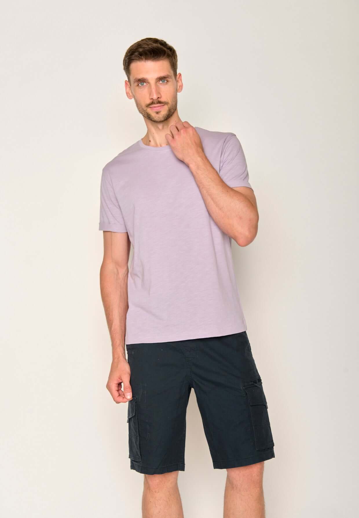 Lila:  Lässiges T-Shirt aus Bio-Baumwoll Mix für Herren [17609]