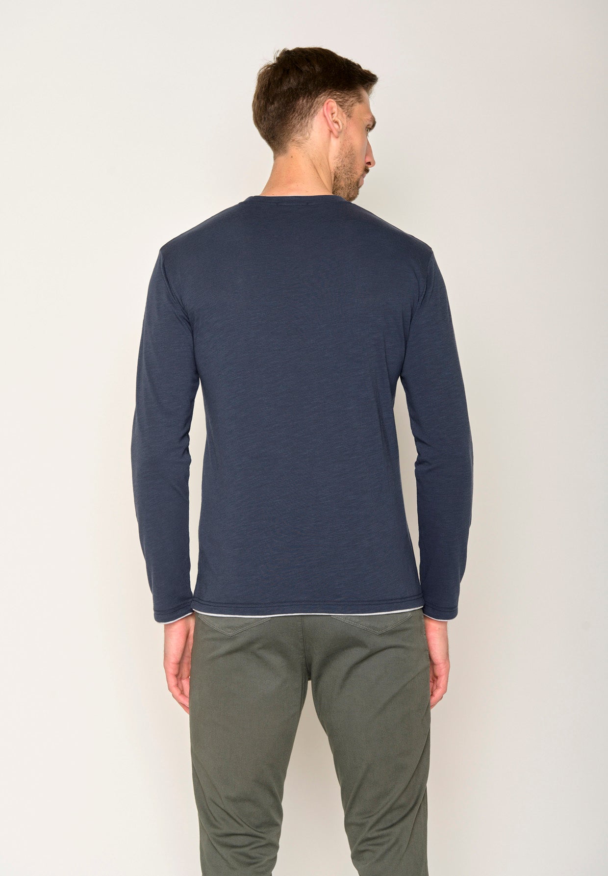 Blau:  Elegantes Longsleeve aus Bio-Baumwolle für Herren [17615]