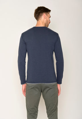 Blau:  Elegantes Longsleeve aus Bio-Baumwolle für Herren [17615]