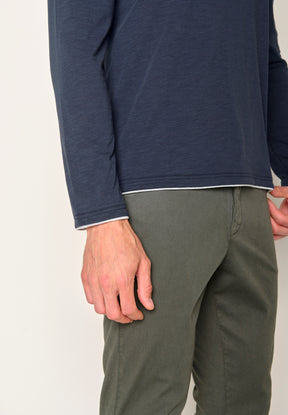 Blau:  Elegantes Longsleeve aus Bio-Baumwolle für Herren [17616]