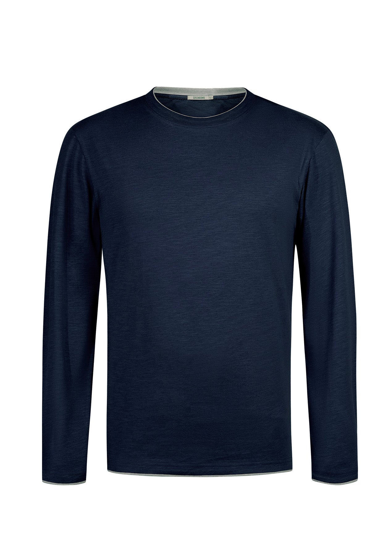 Navy: Elegantes Longsleeve aus Bio-Baumwolle für Herren [17617]