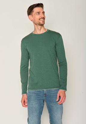 Grün:  Elegantes Longsleeve aus Bio-Baumwolle für Herren [17618]