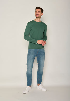 Grün:  Elegantes Longsleeve aus Bio-Baumwolle für Herren [17620]