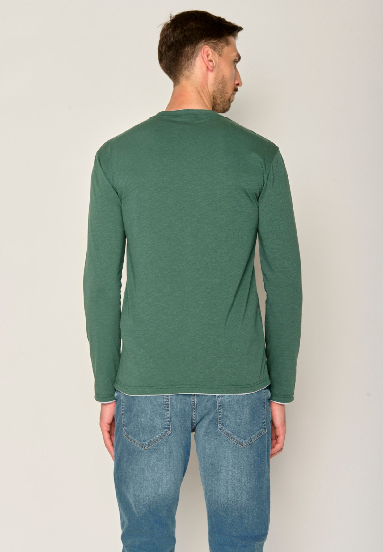 Grün:  Elegantes Longsleeve aus Bio-Baumwolle für Herren [17621]