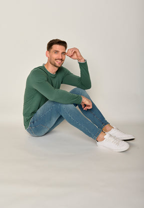 Grün:  Elegantes Longsleeve aus Bio-Baumwolle für Herren [17623]
