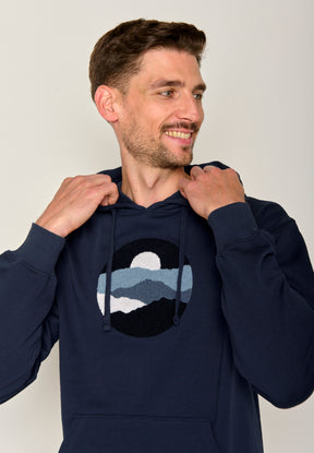 Navy: Gemütlicher Hoodie aus Bio-Baumwolle für Herren [17632]