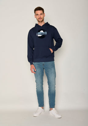 Navy: Gemütlicher Hoodie aus Bio-Baumwolle für Herren [17633]