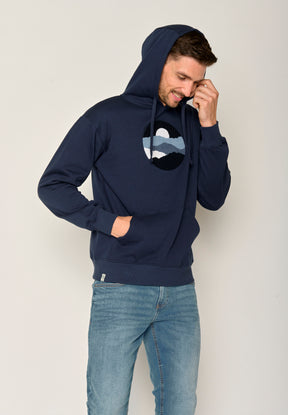 Navy: Gemütlicher Hoodie aus Bio-Baumwolle für Herren [17634]