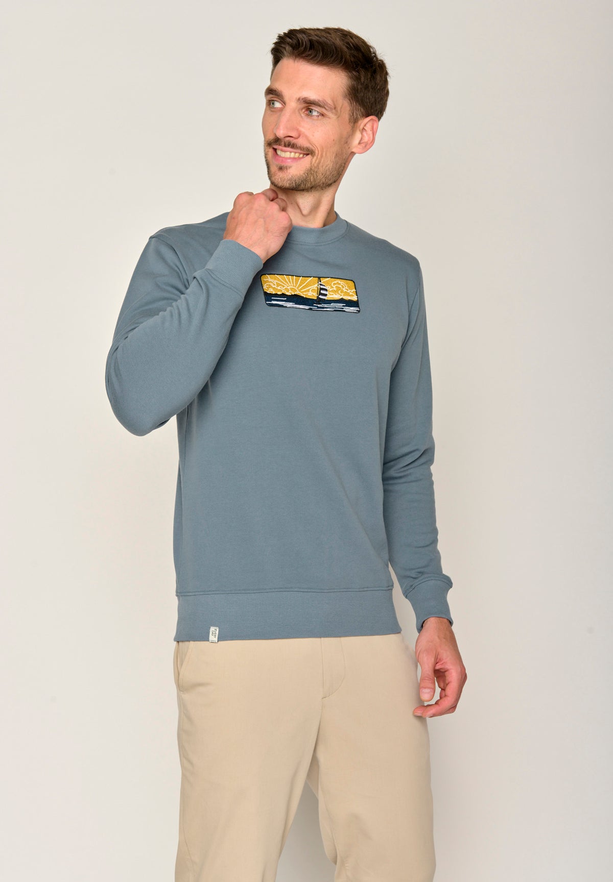 Vintage Blue: Gemütliches Sweatshirt aus Bio-Baumwolle für Herren [17656]