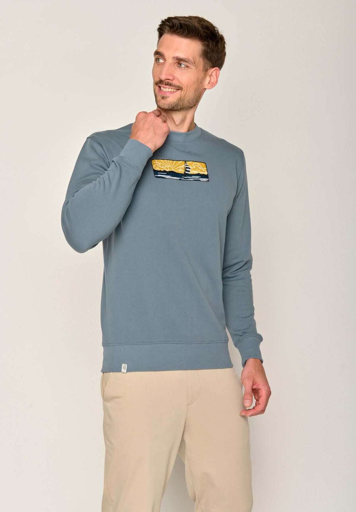 Blau:  Gemütliches Sweatshirt aus Bio-Baumwolle für Herren [17656]