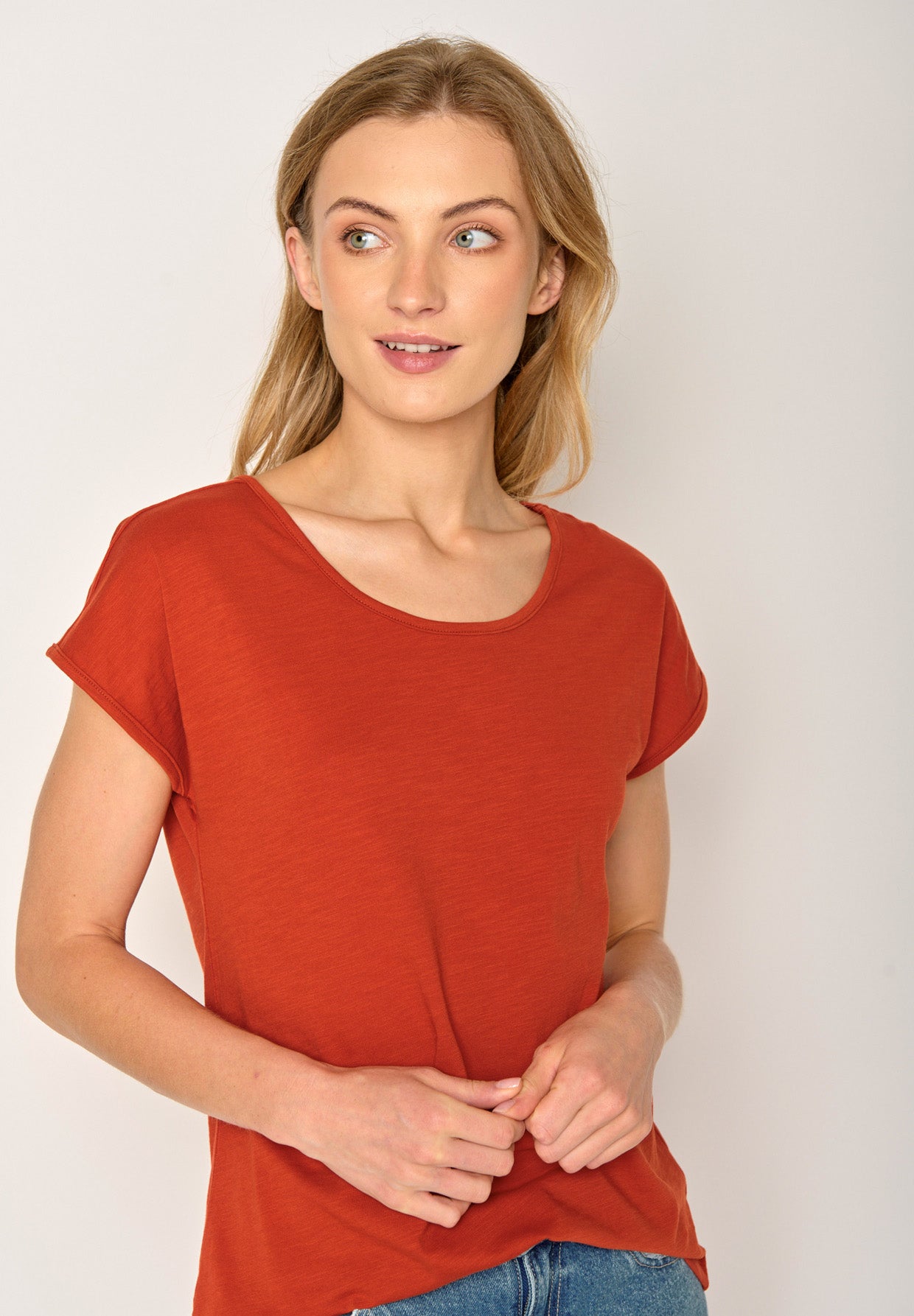 Rot:  Sportliches T-Shirt aus Bio-Baumwolle für Damen [17683]