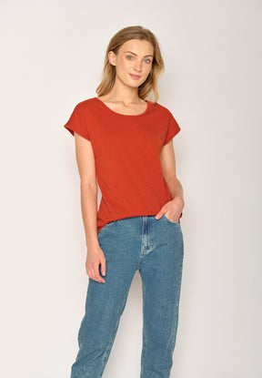 Rot:  Sportliches T-Shirt aus Bio-Baumwolle für Damen [17684]