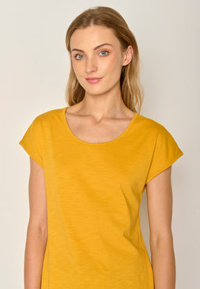 Golden Yellow: Lässiges T-Shirt aus Bio-Baumwolle für Damen [17693]