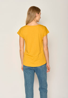 Golden Yellow: Lässiges T-Shirt aus Bio-Baumwolle für Damen [17695]