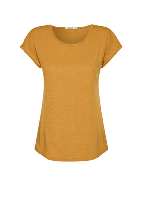 Golden Yellow: Lässiges T-Shirt aus Bio-Baumwolle für Damen [17697]
