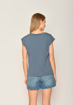 Ocean Stripes: Lässiges Shirt aus LENZING™ TENCEL™ Mix für Damen [17702]