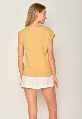 Golden Stripes: Lässiges Shirt aus LENZING™ TENCEL™ Mix für Damen [17706]