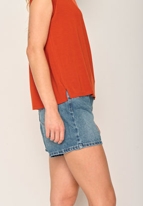 Clay Red: Lässiges Shirt aus LENZING™ TENCEL™ Mix für Damen [17735]
