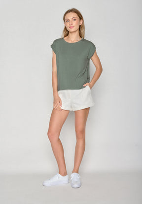 Dirty Olive: Lässiges Shirt aus LENZING™ TENCEL™ Mix für Damen [17739]