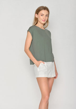 Dirty Olive: Lässiges Shirt aus LENZING™ TENCEL™ Mix für Damen [17740]