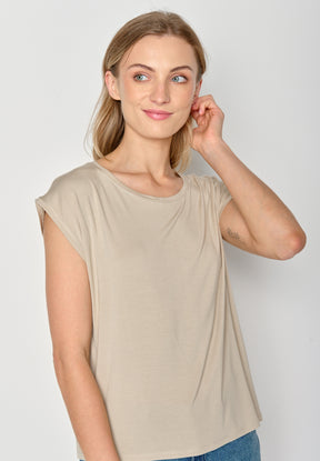 Latte: Lässiges Shirt aus LENZING™ TENCEL™ Mix für Damen [17744]