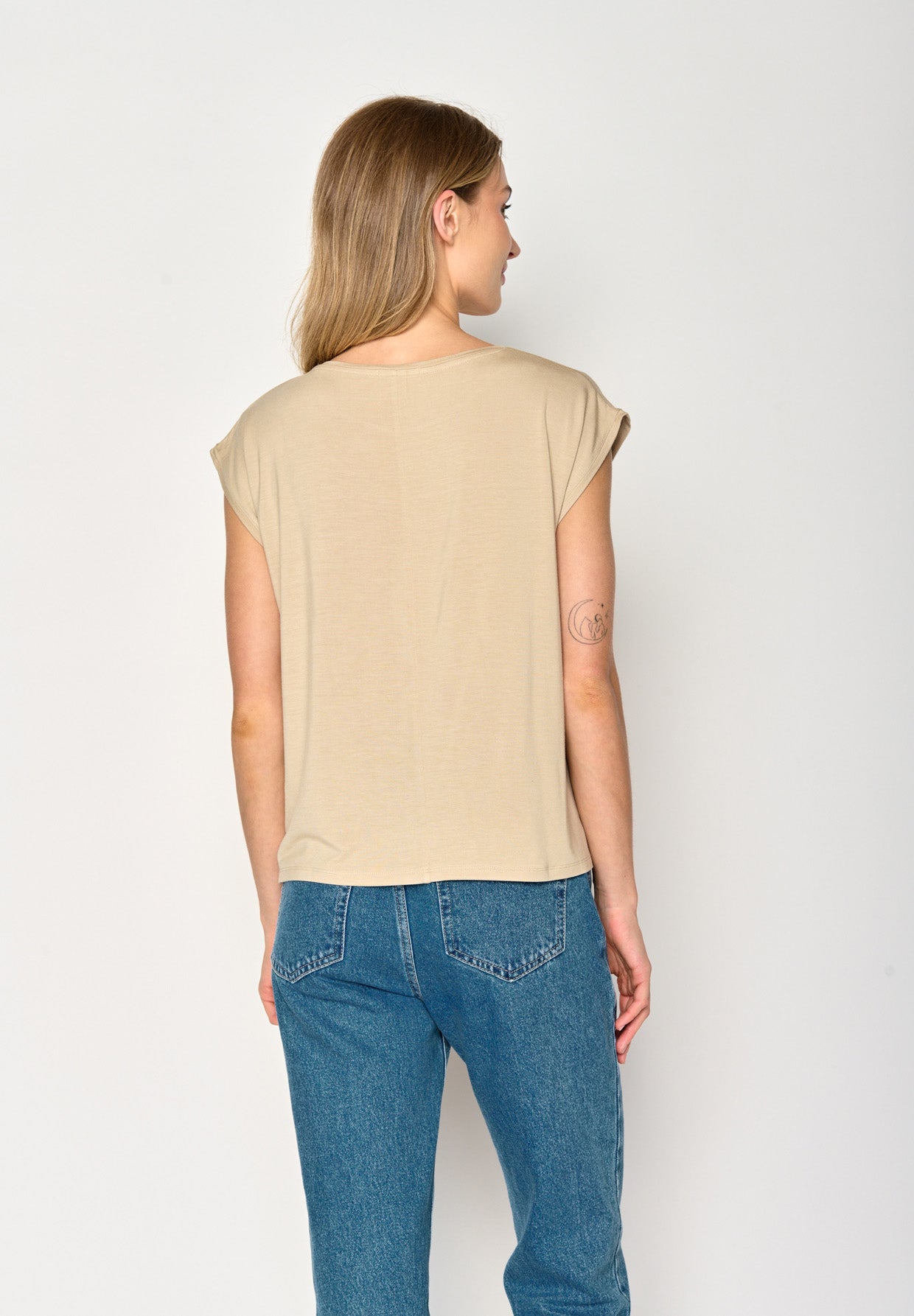 Latte: Lässiges Shirt aus LENZING™ TENCEL™ Mix für Damen [17749]