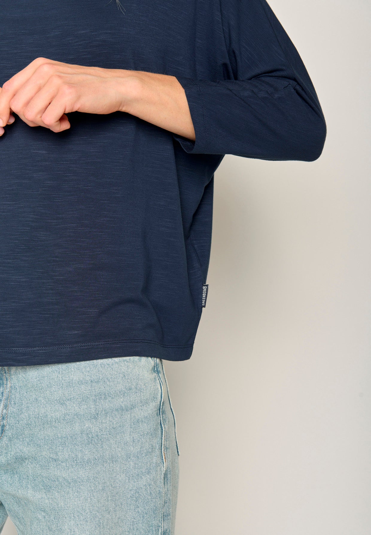 Navy Wash: Gemütliches Longsleeve aus Viskose (LENZING™ ECOVERO™) Mix für Damen [17759]