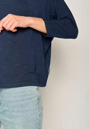 Navy Wash: Gemütliches Longsleeve aus Viskose (LENZING™ ECOVERO™) Mix für Damen [17759]