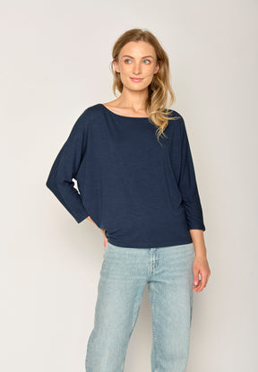 Navy Wash: Gemütliches Longsleeve aus Viskose (LENZING™ ECOVERO™) Mix für Damen [17760]