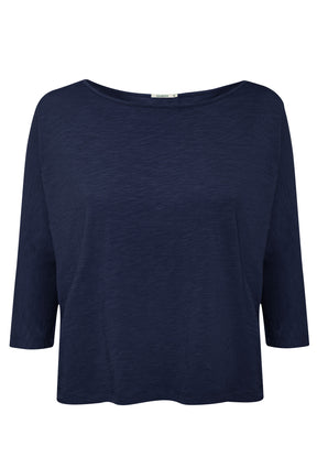 Navy Wash: Gemütliches Longsleeve aus Viskose (LENZING™ ECOVERO™) Mix für Damen [17761]