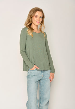 Grün:  Lässiges Longsleeve aus Viskose (LENZING™ ECOVERO™) Mix für Damen [17769]
