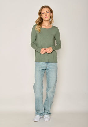 Grün:  Lässiges Longsleeve aus Viskose (LENZING™ ECOVERO™) Mix für Damen [17771]