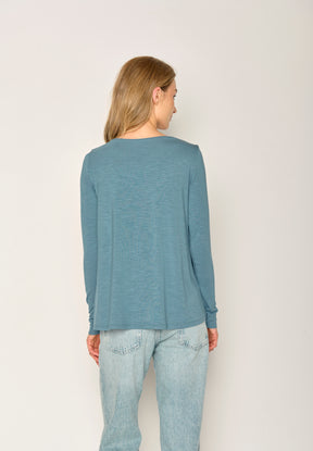 Blau:  Lässiges Longsleeve aus Viskose (LENZING™ ECOVERO™) Mix für Damen [17775]