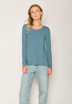 Blau:  Lässiges Longsleeve aus Viskose (LENZING™ ECOVERO™) Mix für Damen [17776]