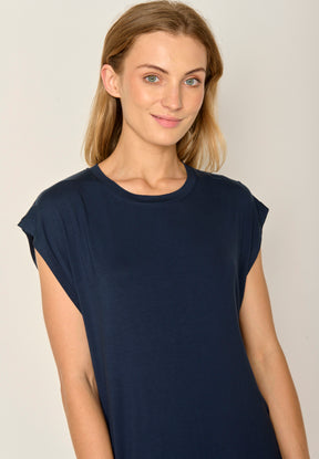 Blau:  Lässiges Kleid aus Viskose (LENZING™ ECOVERO™) Mix für Damen [17778]