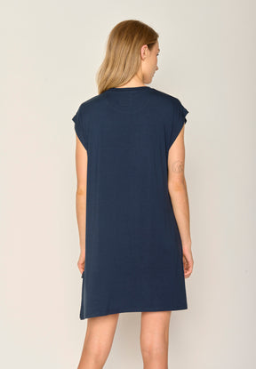 Blau:  Lässiges Kleid aus Viskose (LENZING™ ECOVERO™) Mix für Damen [17783]