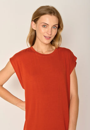 Clay Red: Lässiges Kleid aus Viskose (LENZING™ ECOVERO™) Mix für Damen [17785]