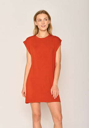 Clay Red: Lässiges Kleid aus Viskose (LENZING™ ECOVERO™) Mix für Damen [17786]