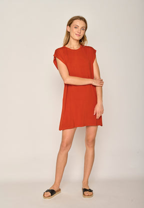 Rot:  Lässiges Kleid aus Viskose (LENZING™ ECOVERO™) Mix für Damen [17788]