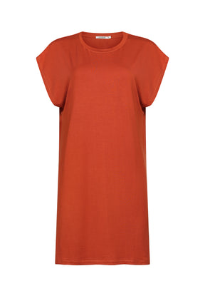 Clay Red: Lässiges Kleid aus Viskose (LENZING™ ECOVERO™) Mix für Damen [17791]