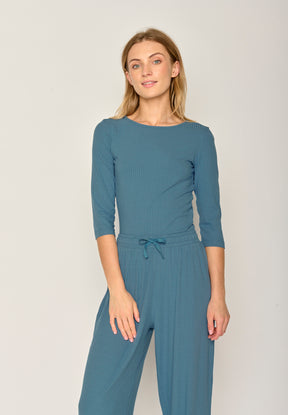 Blau:  Sportliches Longsleeve aus LENZING™ TENCEL™ Mix für Damen [17803]