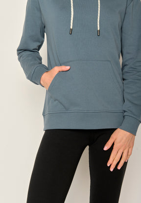 Blau:  Gemütlicher Hoodie aus Bio-Baumwolle für Damen [17878]