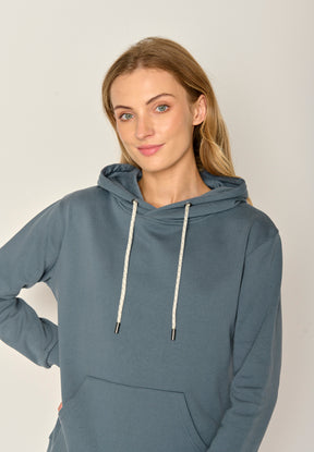 Blau:  Gemütlicher Hoodie aus Bio-Baumwolle für Damen [17879]