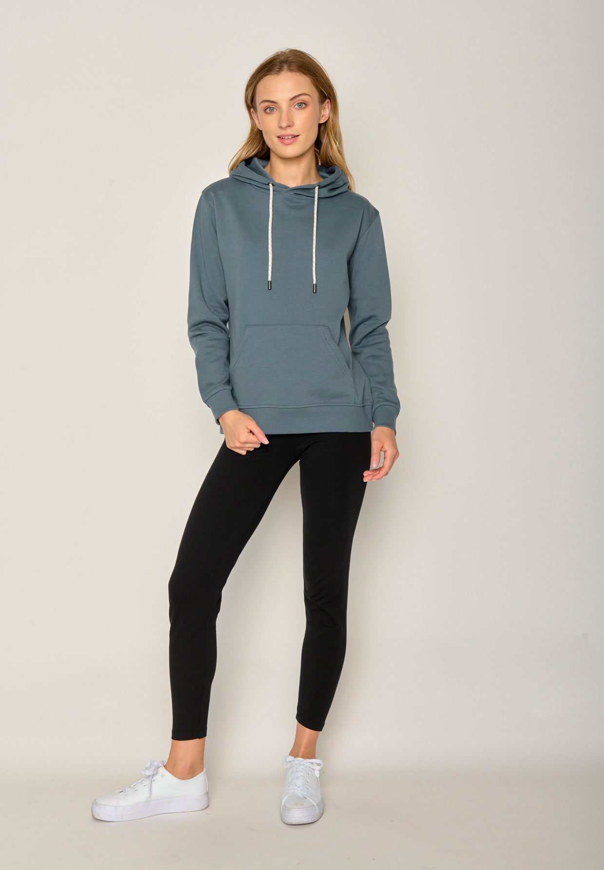 Blau:  Gemütlicher Hoodie aus Bio-Baumwolle für Damen [17881]