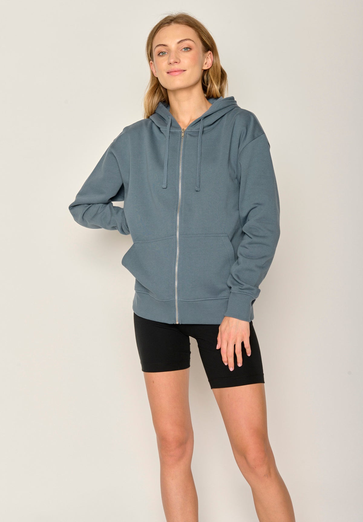 Blau:  Lässige Sweatjacke aus Baumwolle für Damen [17883]