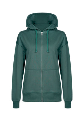 Jungle Green: Lässige Sweatjacke aus Baumwolle für Damen [17893]