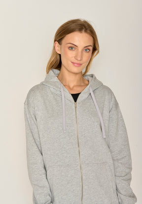 Grau:  Lässige Sweatjacke aus Baumwolle für Damen [17894]